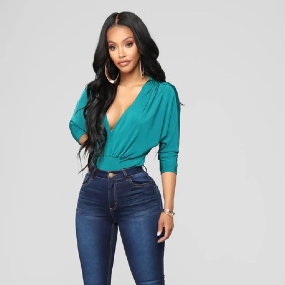 Fashion Nova Teal Bodysuit - Picture 2 of 4